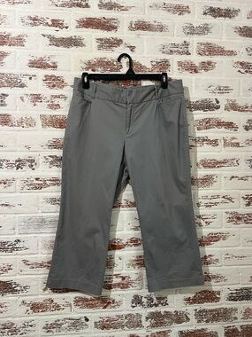 Daisy Fuentes Capri Pants Cropped Gray Cotton Blend Pockets Sz 14
